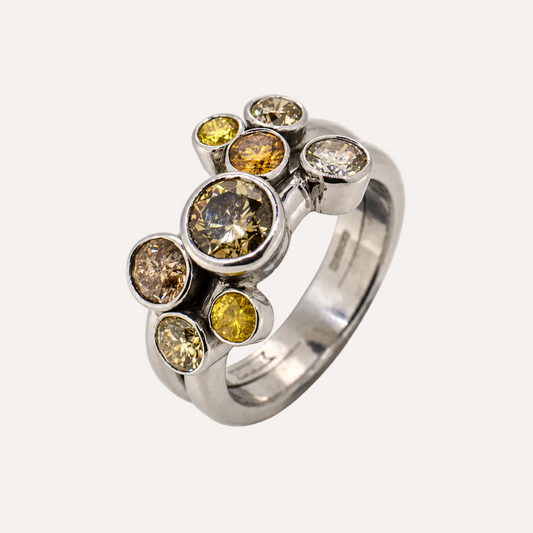 White Gold & Yellow Diamond Ring
