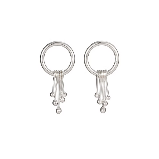 Stamen Circle Studs Silver
