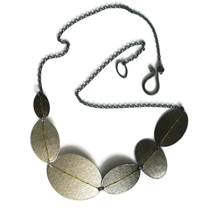 Assorted 6 disk necklaces - oxi/gold thread