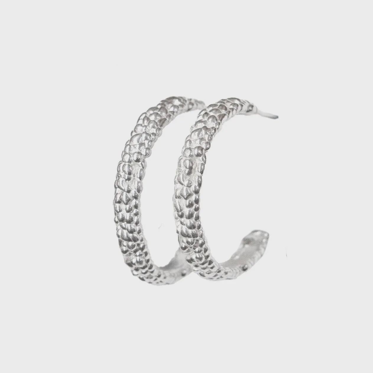 Medium lichen hoops silver