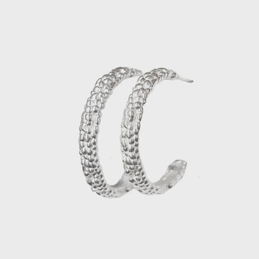 Medium lichen hoops silver