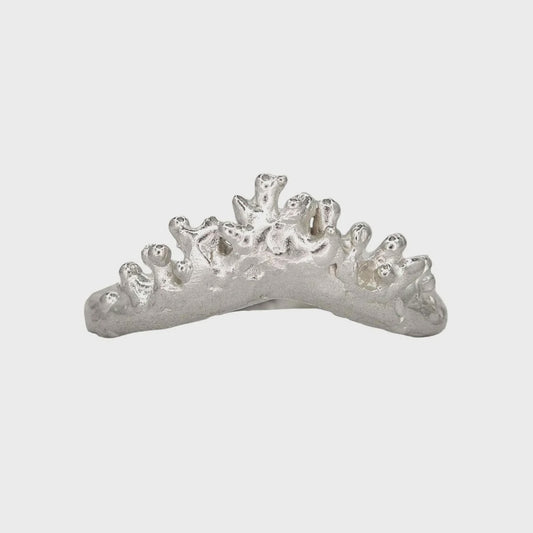 Coral crown ring silver