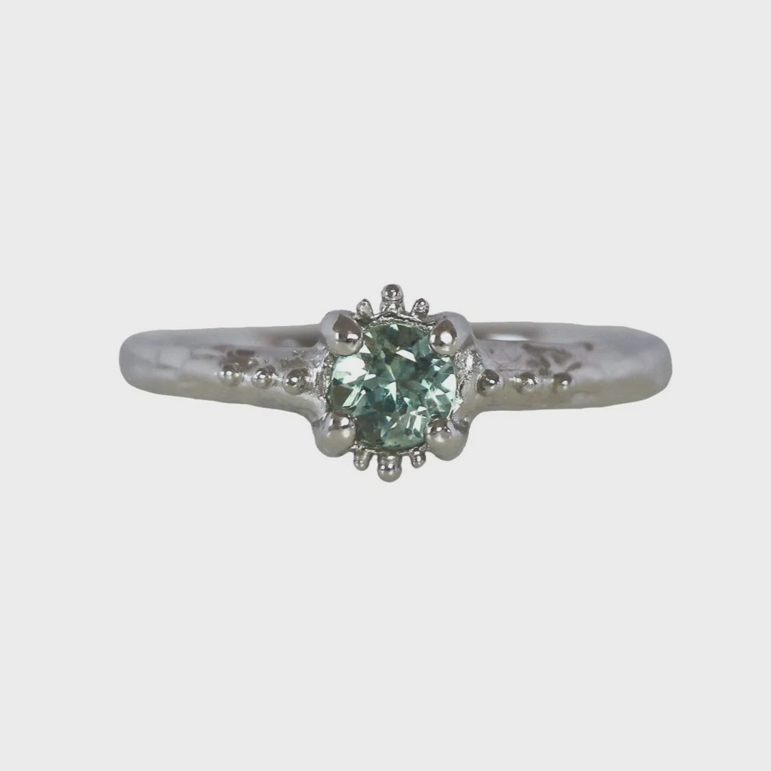 Montana rock creek sapphire urchin ring platinum