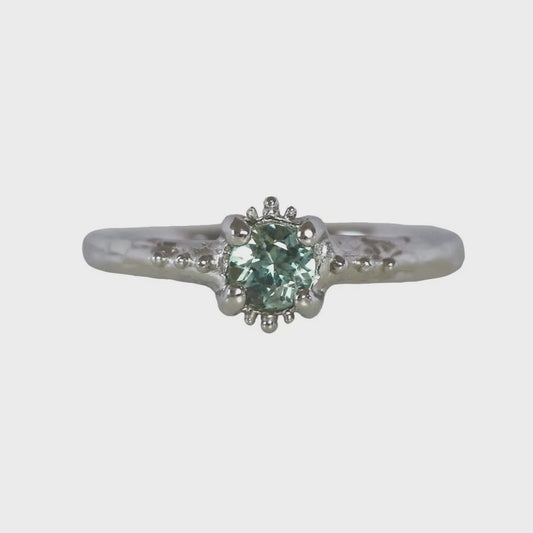 Montana rock creek sapphire urchin ring platinum