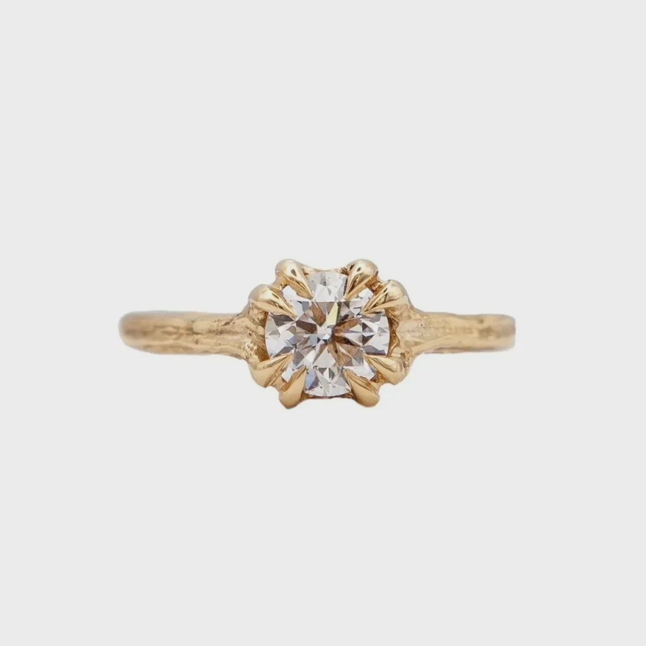 GIA 0.6ct diamond double talon clasp ring 9ct yellow gold