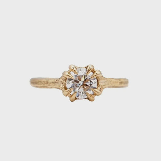 GIA 0.6ct diamond double talon clasp ring 9ct yellow gold