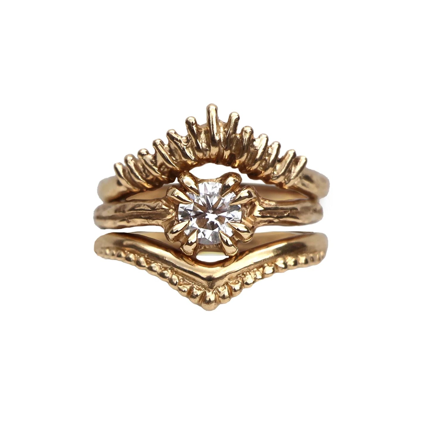 GIA 0.6ct diamond double talon clasp ring 9ct yellow gold