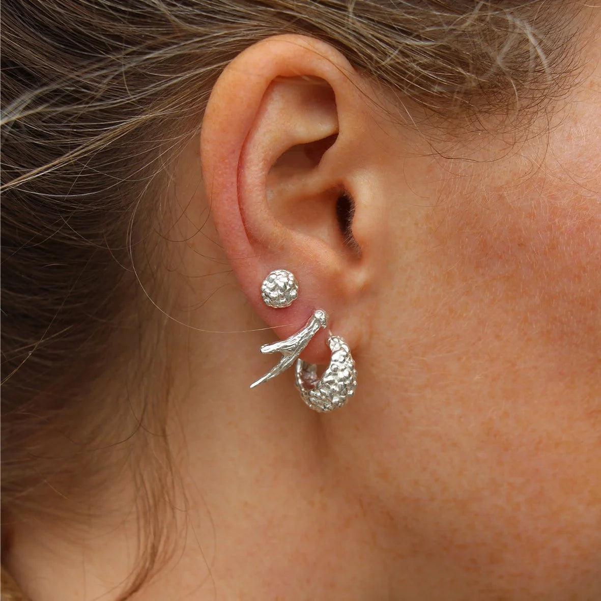 Chunky lichen hoops silver