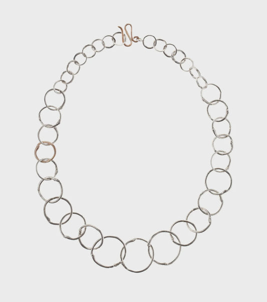 Graduation bamboo necklace in silver and 9ct yellow gold