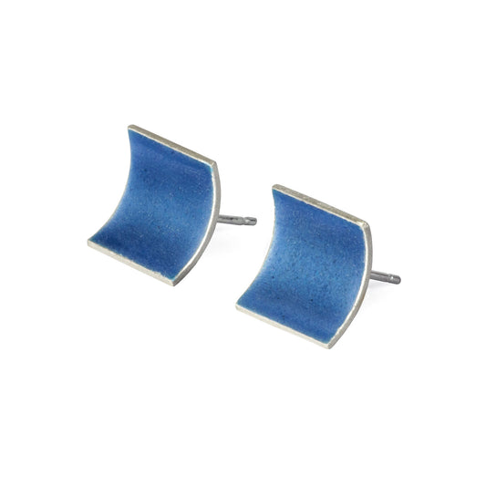 Blue enamel curve earrings