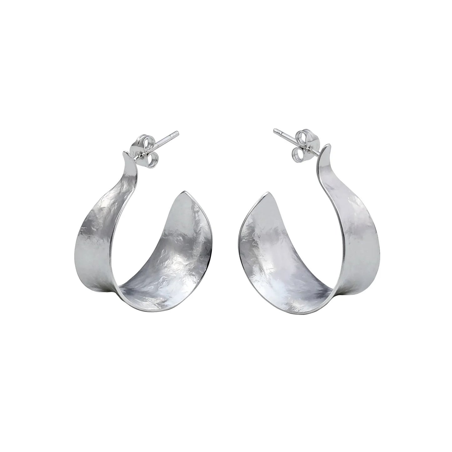 Komorebi Medium Curl Hoop Earrings - silver