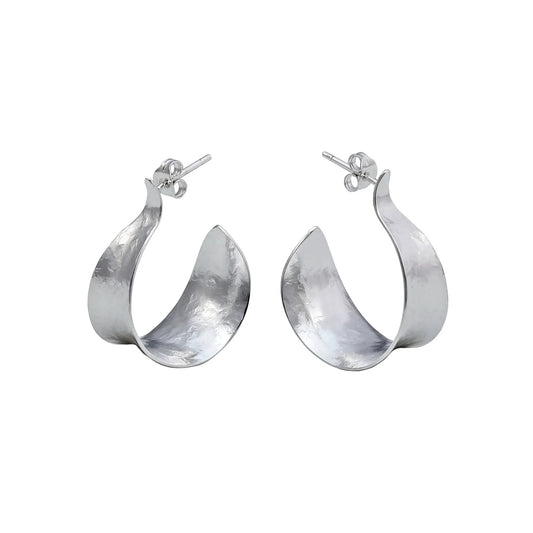 Komorebi Medium Curl Hoop Earrings - silver