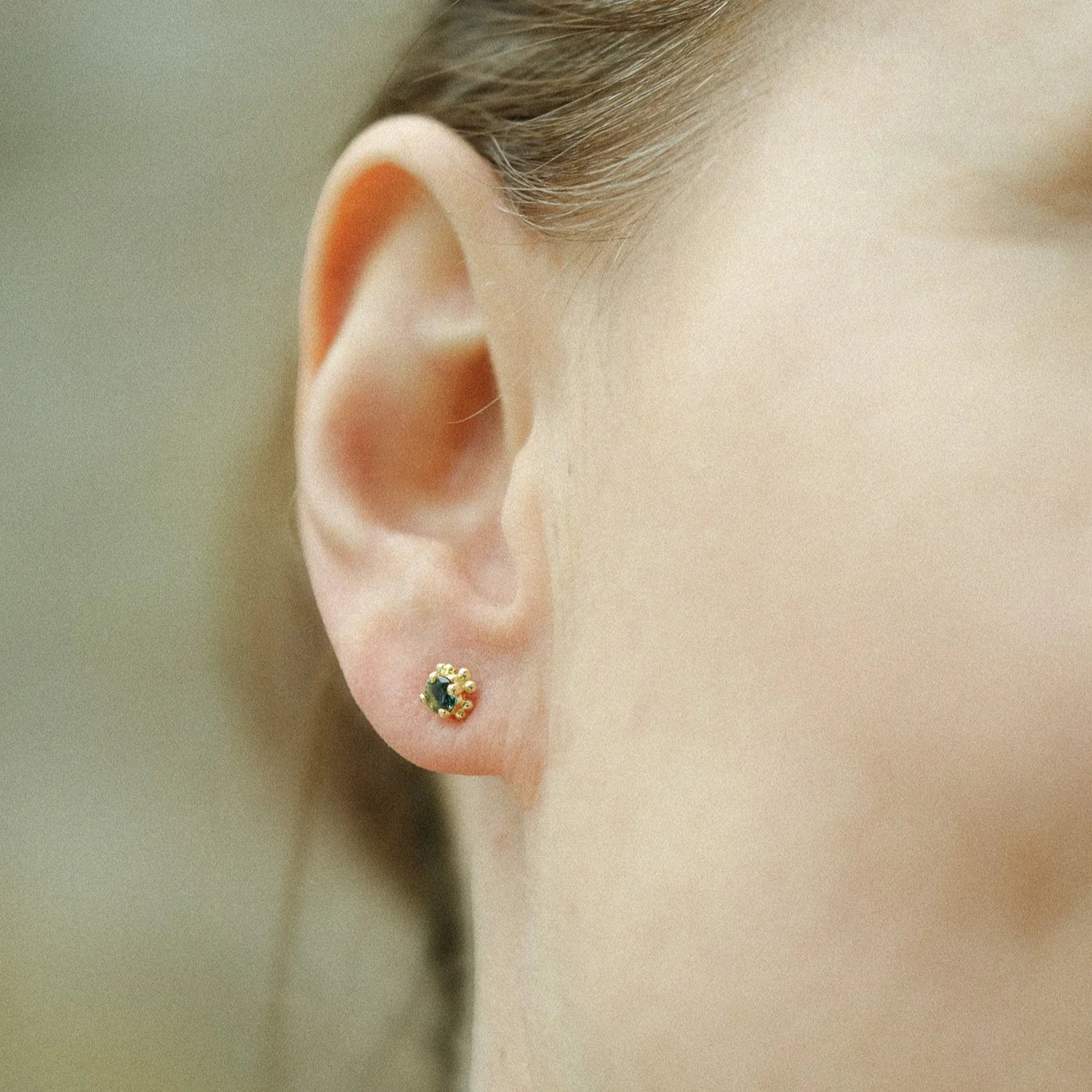 Teal Sapphire Cluster Stud Earrings