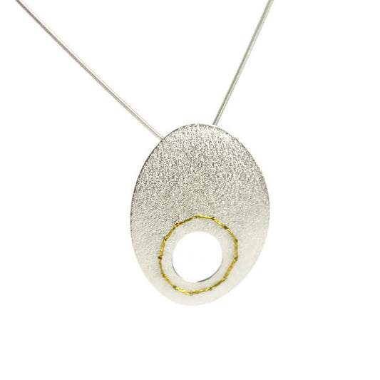 Sewn up-necklace with hole - gold thread