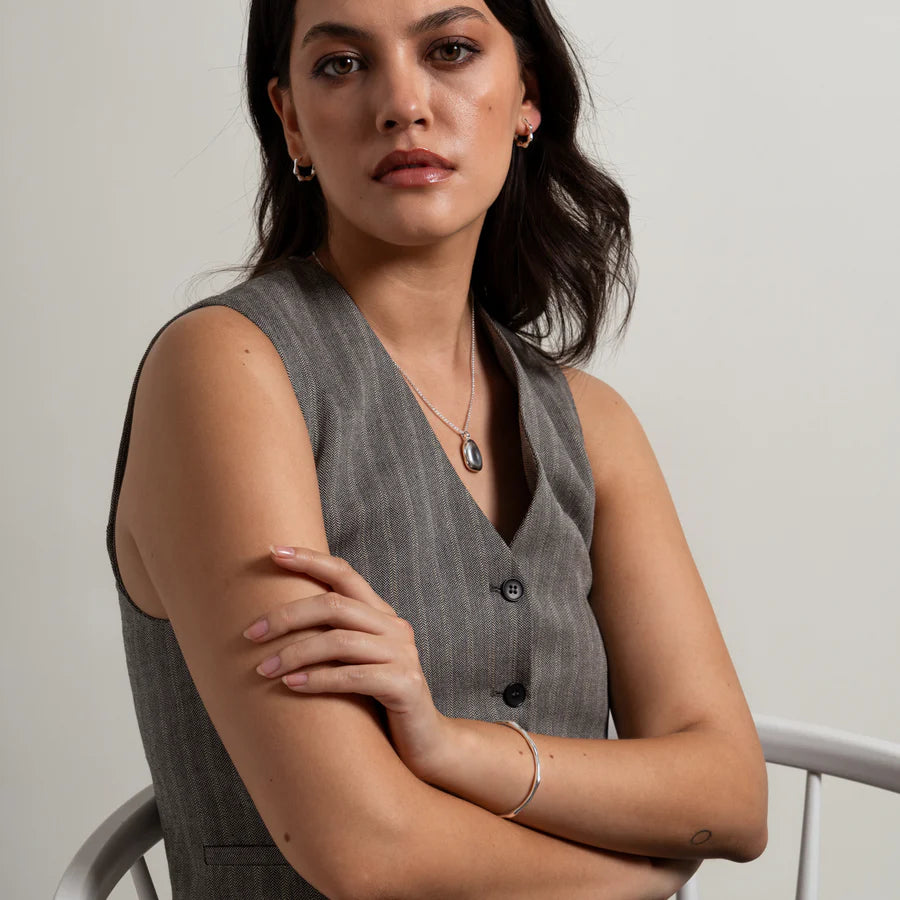 Waterfall Silver Torque Bangle