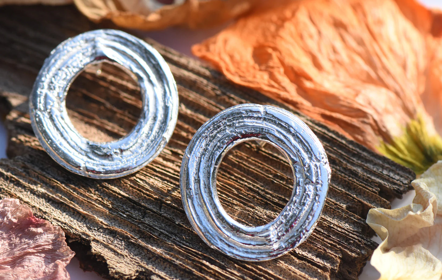 English Oak Circle Studs