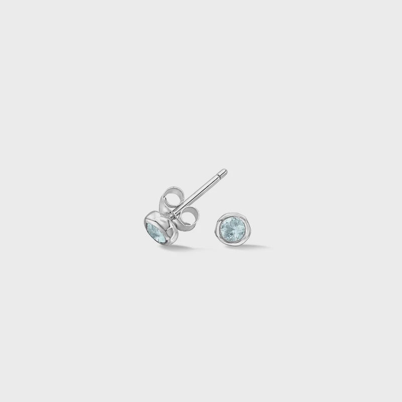 3mm Aquamarine studs - Silver