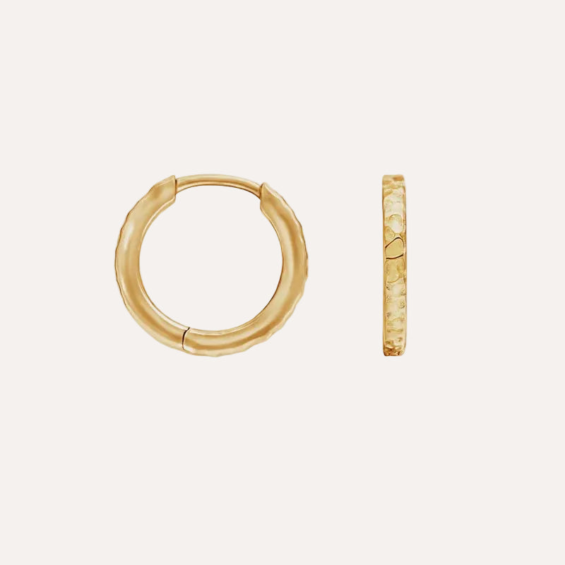 Medium hammered nomad huggies - Gold vermeil