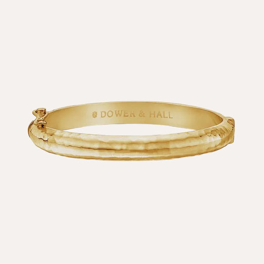 6mm Hinged hammered nomad bangle - Gold vermeil