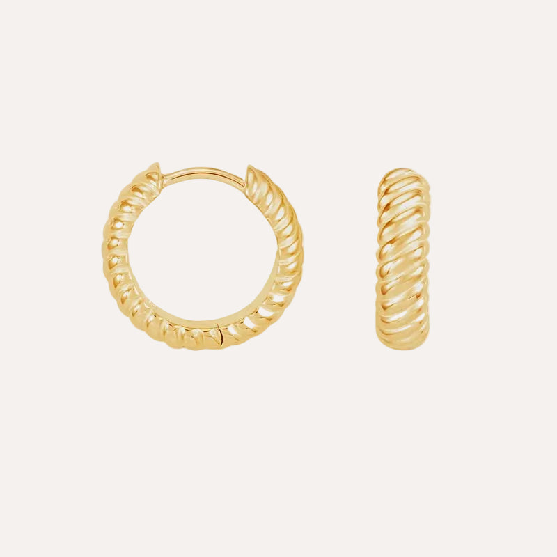 Medium twist huggie hoops - Gold Vermeil