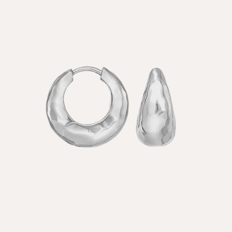 Chunky tapered nomad hoops - Silver