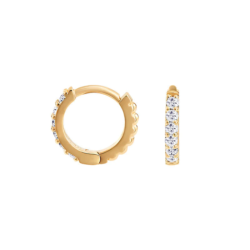 Gold & White Sapphire Huggie Hoops