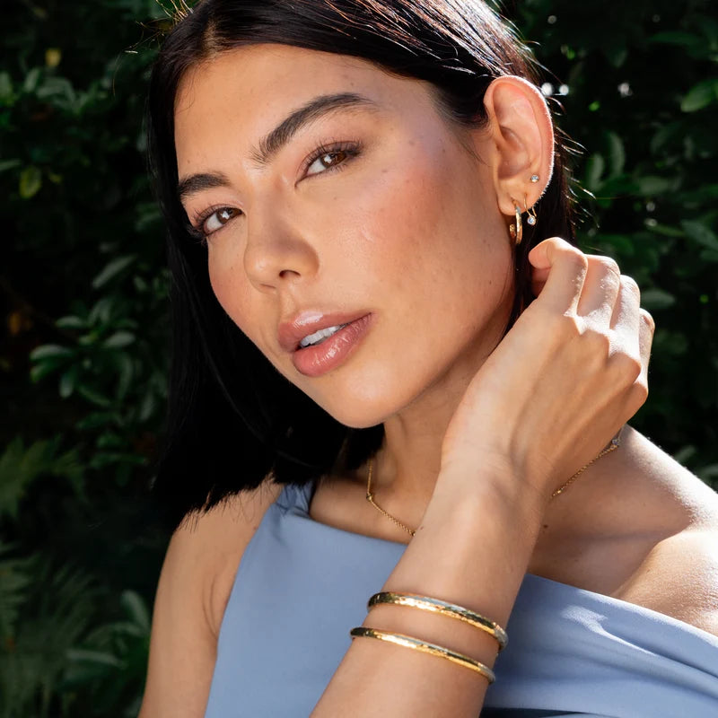 6mm Hinged hammered nomad bangle - Gold vermeil