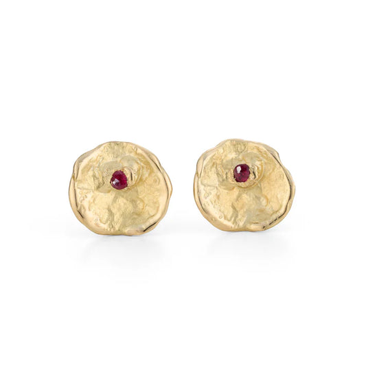 Gold & Ruby SnowFlake Earrings