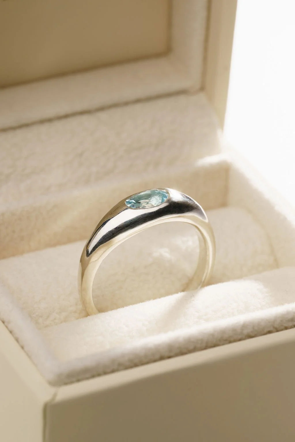 Aquamarine Oval Silver Ring