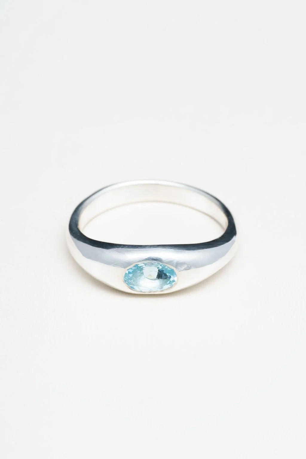 Aquamarine Oval Silver Ring