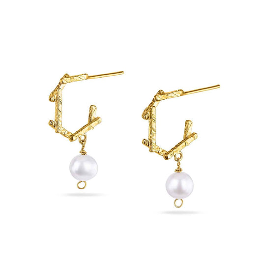 gold vermeil pearl hoops