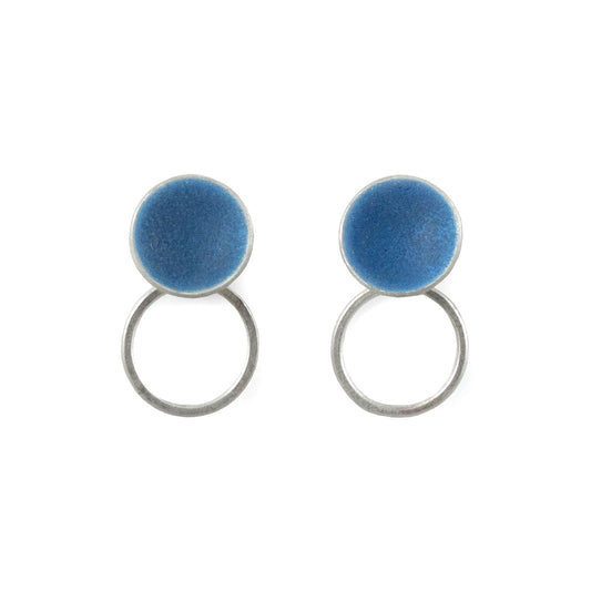 Blue Circle & Hoop Earrings