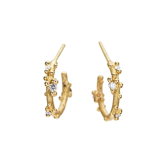 Diamond Encrusted Gold Hoop Earrings