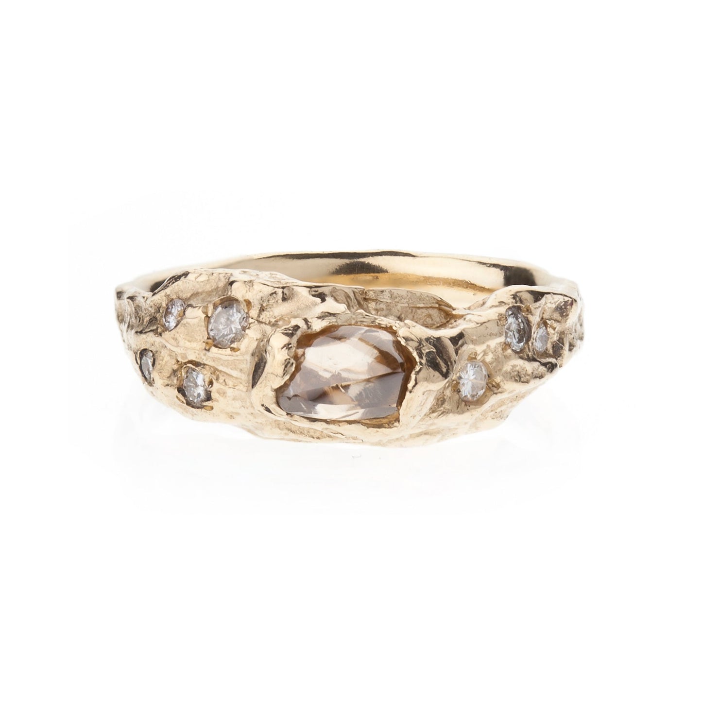 Mother Tree Ring - 9ct yellow gold and brown diamonds