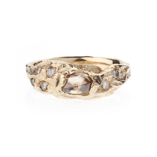 Mother Tree Ring - 9ct yellow gold and brown diamonds