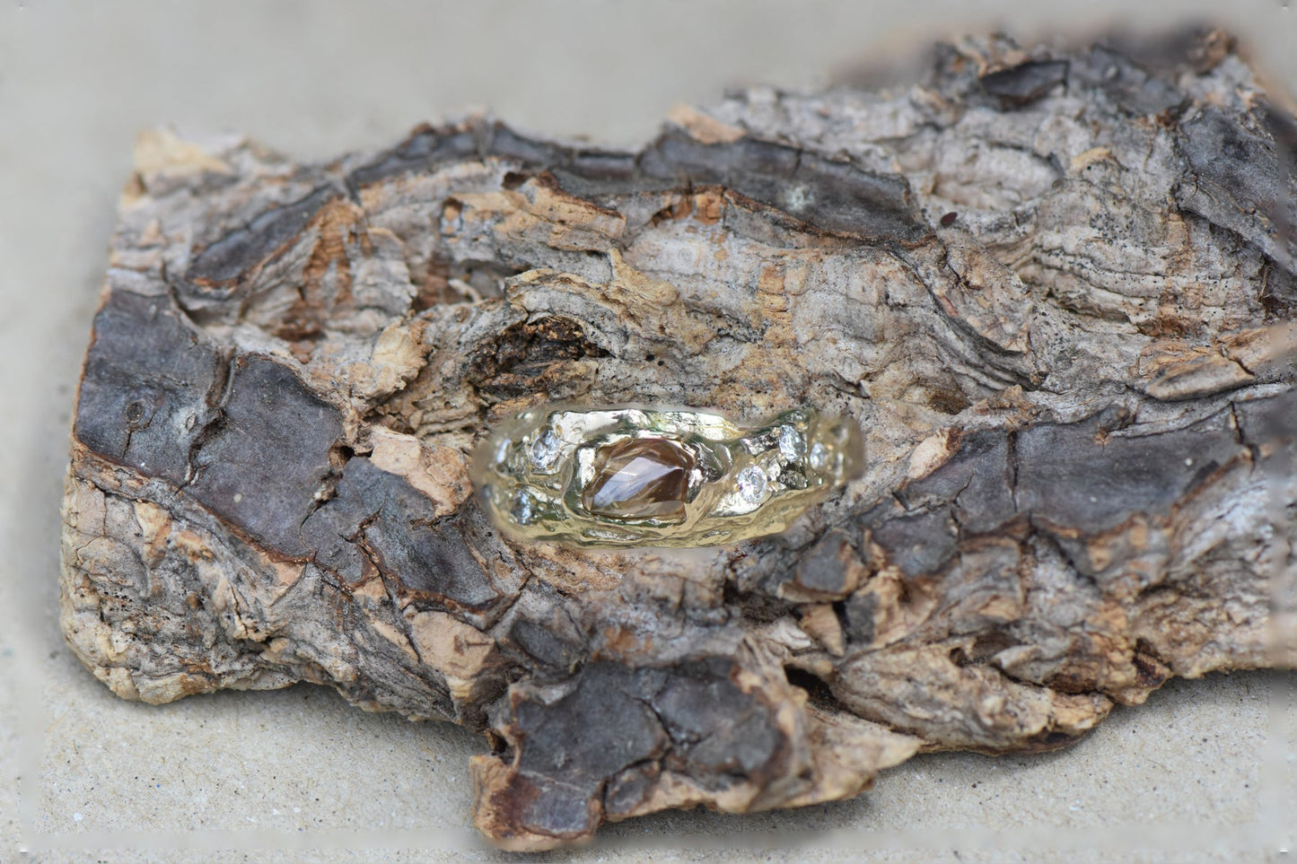 Mother Tree Ring - 9ct yellow gold and brown diamonds
