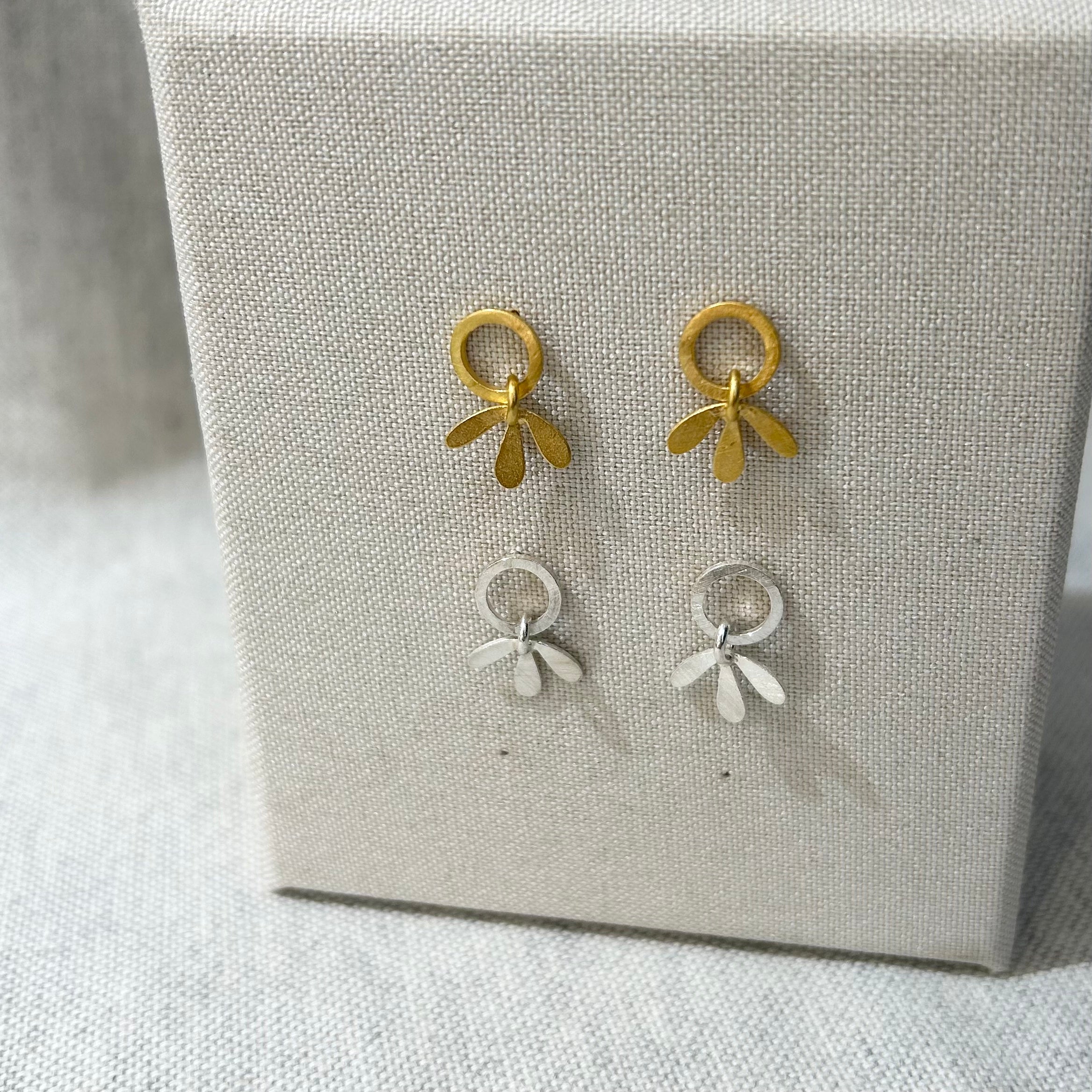 Gold Or Silver Leaf Stud Earrings