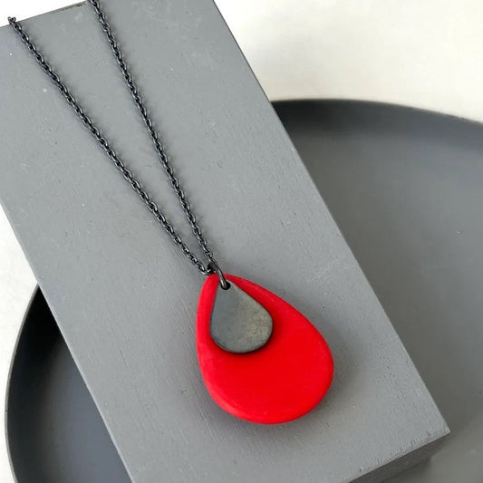 Red Resin Pebble Necklace
