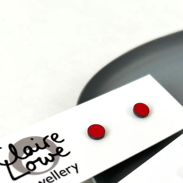 Tiny Red Studs Earrings