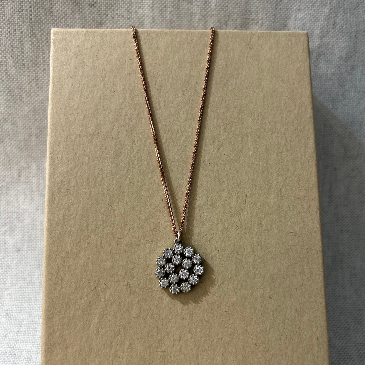 Fiori Cluster Pendant Rose & White Gold