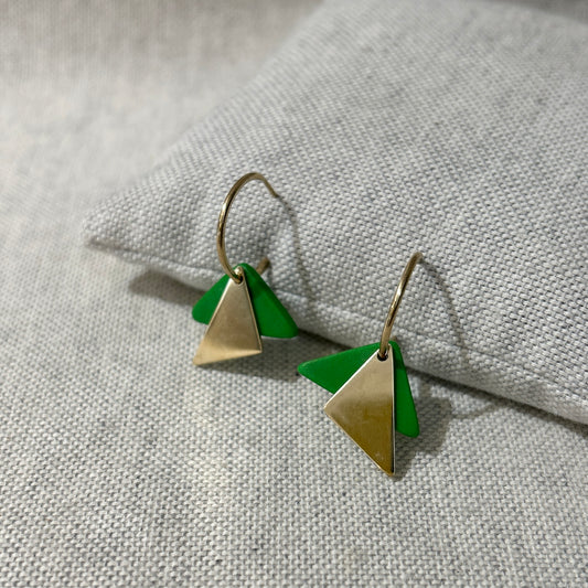 Gold & Green Hoop Earrings