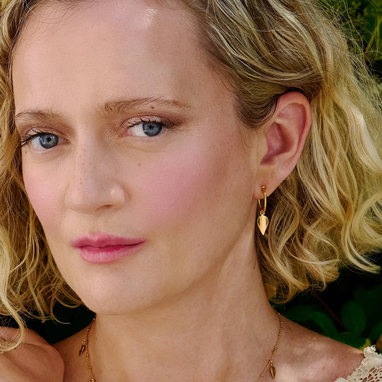 Komorebi Leaf Drop Hoop Earrings - Gold
