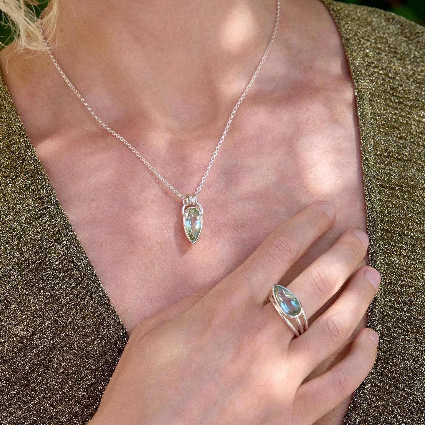 Komorebi Green Quartz Necklace - Silver