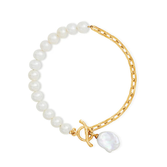 Keshi Pearl & Chain Bracelet