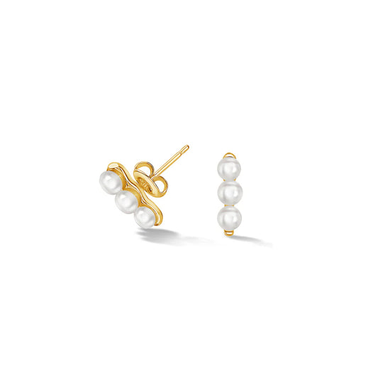 Triple Pearl Bar Studs