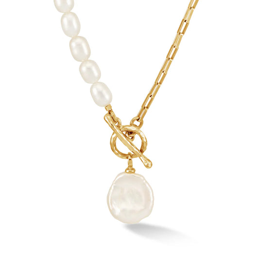 Keshi Pearl Drop Chain Necklace