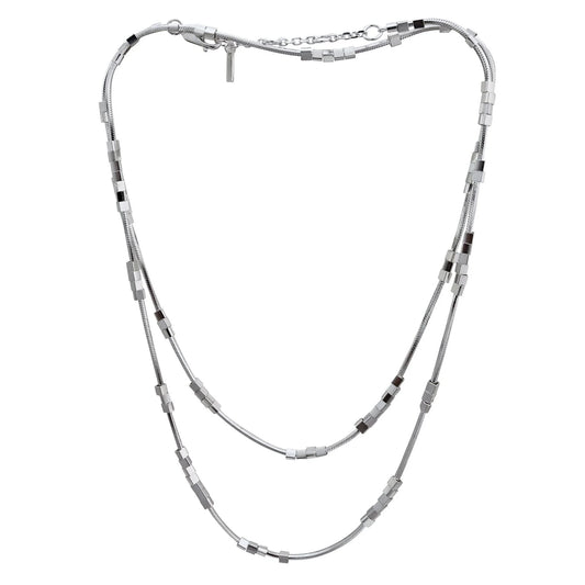 Metropolis Cubes Long Chain Necklace/Bracelet - Silver