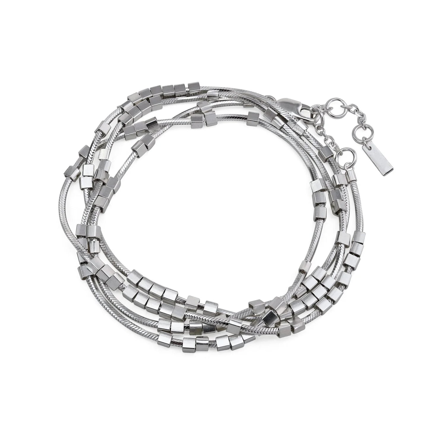 Metropolis Cubes Long Chain Necklace/Bracelet - Silver