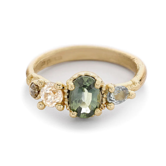 Green Sapphire & Diamond Ring