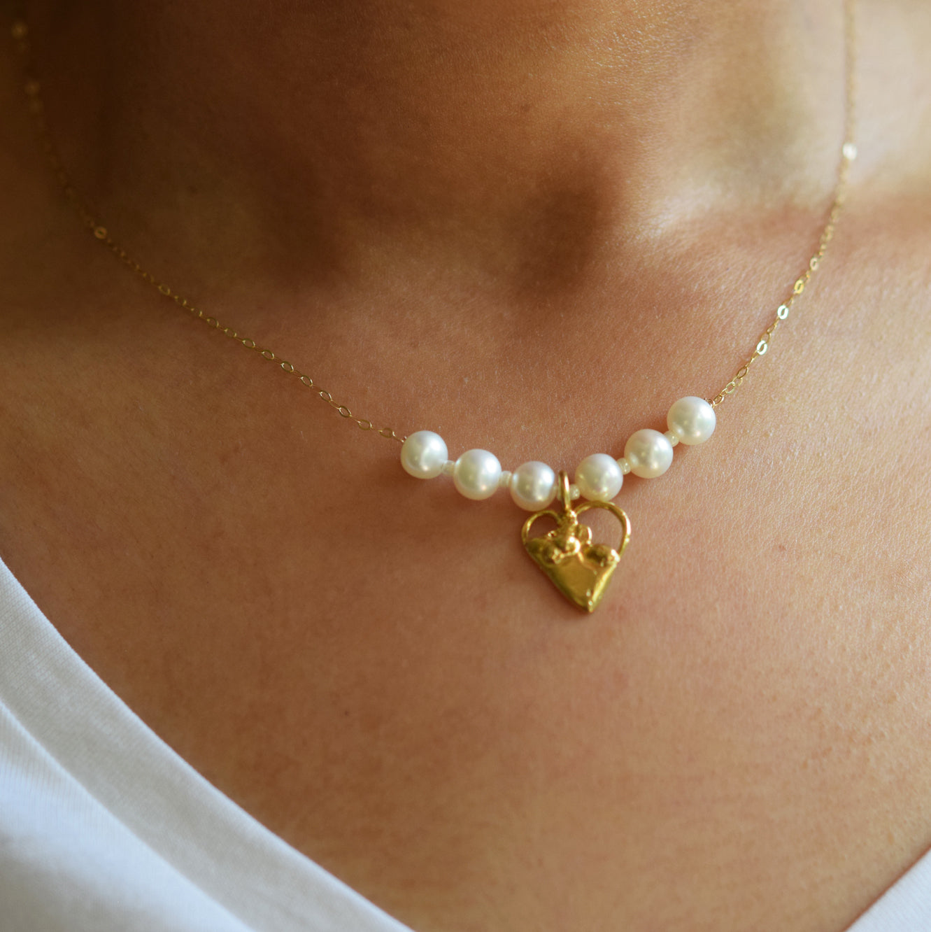 Molten Heart and Pearl Necklace